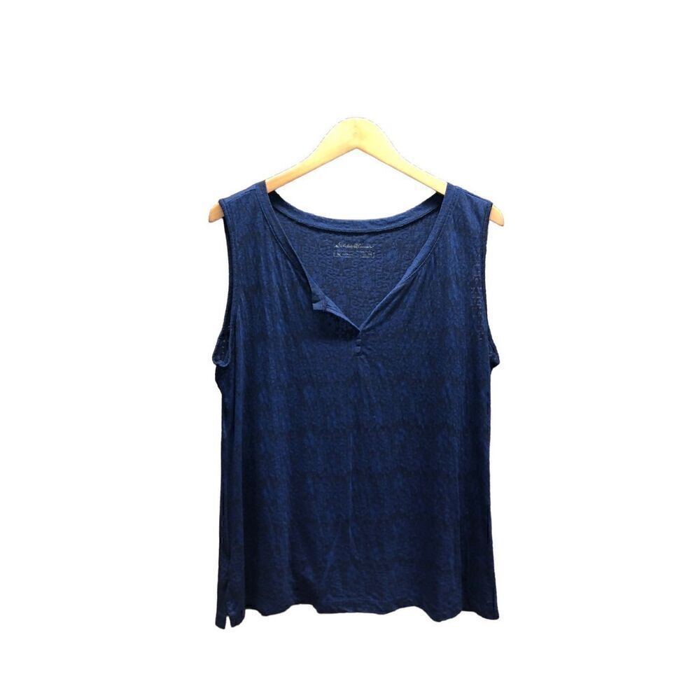 Eddie Bauer XXL Blue and Black Cheetah Burn Out Print Tank